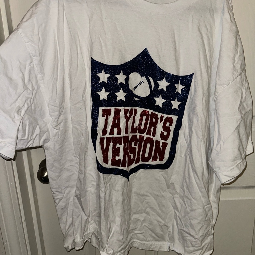 White Graphic “Taylors Version” Football T-Shirt